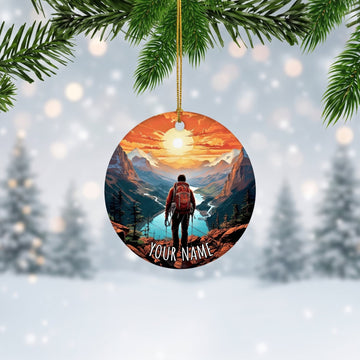 Maxcorners Hiking Mountain Sunset Solo Hiker Customized Name 3D Keychain And Ornament