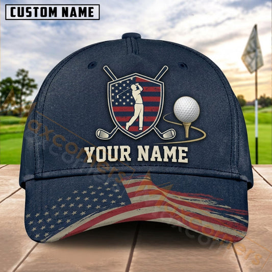 Maxcorners Golf USA Shield Ball Personalized Name 3D Cap