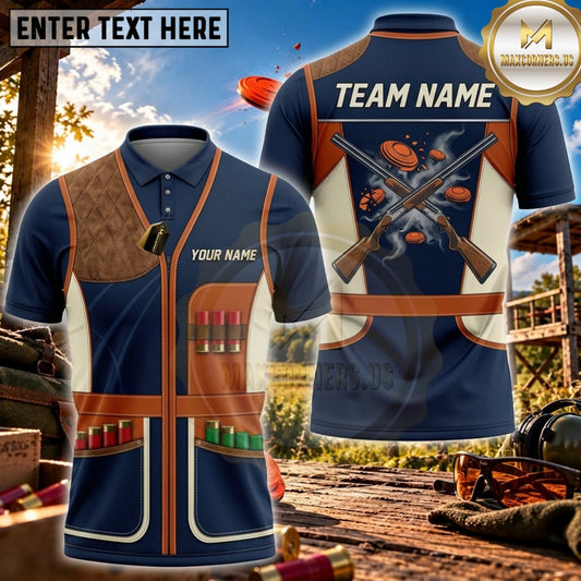Maxcorners Clay Shooting Navy Shotgun Target Utility Vest Personalized Name 3D Unisex Shirt