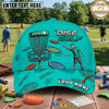 (7 Colors) Maxcorners Disc Golf Player Throwing Disc & Chain Basket Personalized Name 3D Cap LM3009