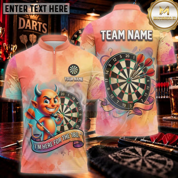 Maxcorners Darts Peach Orange Graffiti Monster Dartboard Personalized Name 3D Unisex Shirt