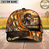 Maxcorners Dog Hunting And Duck Orange Camo Curved Stripe Marsh Scene Multiple Options Personalized Name 3D Cap