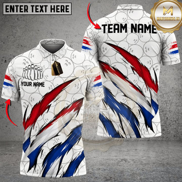 Maxcorners Bowling Netherlands Flag Eagle Claw Scratch Personalized Name 3D Unisex Shirt