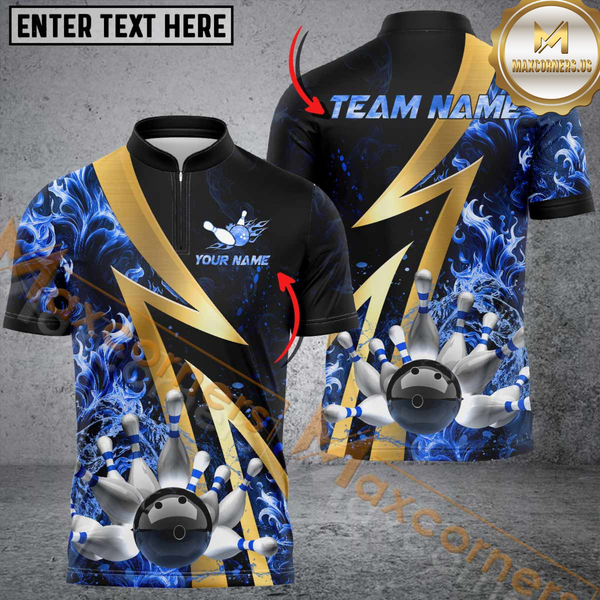 Maxcorners Ball And Pins Flame Smoke Bowling Jersey Multicolor Options Personalized Name, Team Name 3D Shirt