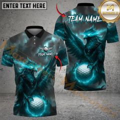 Maxcorners Phoenix Fire Golf Polo Shirt, Customized Name & Team Name 3D Shirts (4 Colors)