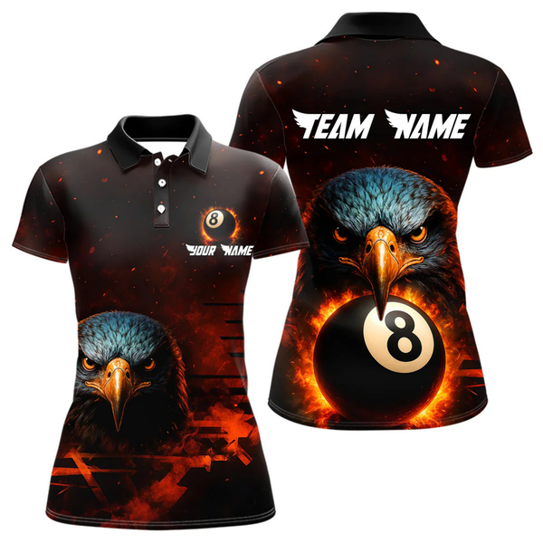 Maxcorners Personalized Eagle 8 Ball Fire Billiard Shirts For Men, 8 Ball Pool Team Shirts, Billiard Jerseys LM2404
