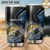 Maxcorners Fishing Tumbler Black Blue Carbon Panel Design Personalized Name Tumbler (13 Species)