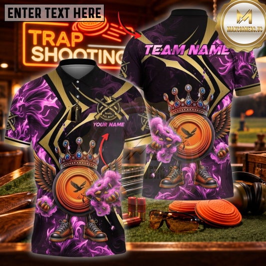 Maxcorners Trap Shooting Shotgun & Spiral Target Impact Graphic Multicolor Customized Name, Team Name 3D Shirts