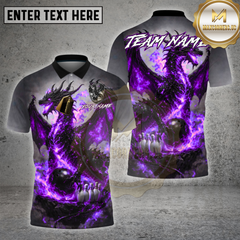 Maxcorners Bowling Shirt – Flaming Dragon Power Bowling Strike Design – Multioptions Personalized Name, Team Name 3D Shirt (4 Colors)
