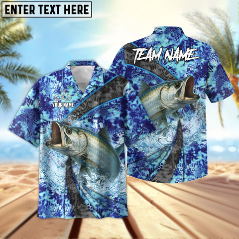 Maxcorners Tarpon Fishing Wave Rider Personalized Name, Team Name 3D Hawaiian Shirt
