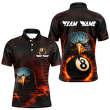 Maxcorners Personalized Eagle 8 Ball Fire Billiard Shirts For Men, 8 Ball Pool Team Shirts, Billiard Jerseys LM2404