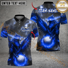 Maxcorners Phoenix Fire Golf Polo Shirt, Customized Name & Team Name 3D Shirts (4 Colors)