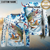 Maxcorners Fishing Blue White American Flag Personalized Name, Team Name 3D Shirt