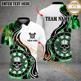 Maxcorners Dart Skull Smoke Multicolor Option Customized Name, Team Name 3D Polo Shirt For Men