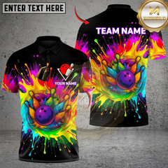 Maxcorners Rainbow Bowling Blast Custom Name, Team Name 3D Shirt