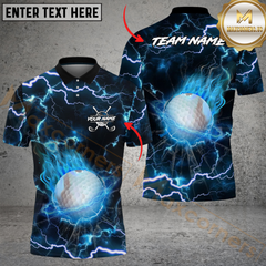 Maxcorners Golf Ball Thunder Pattern Multicolor Customized Name, Team Name 3D Shirts