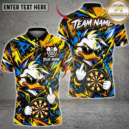 Maxcorners Darts Cool Duck Sunglasses Middle Finger Target Board Graffiti Lines Graphic Multicolor Customized Name, Team Name 3D Shirts