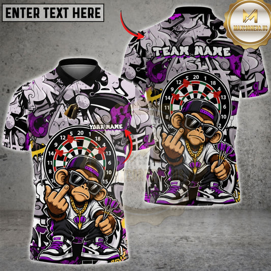 Maxcorners Dart Board Monkey Mascot Hip Hop Swag Artwork Multicolor Customized Name, Team Name 3D Shirts