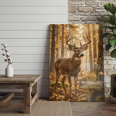 Maxcorners Deer Canvas No Thoughts Just Woods Autumn Canvas Wall Art