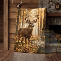 Maxcorners Deer Canvas No Thoughts Just Woods Autumn Canvas Wall Art