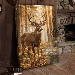 Maxcorners Deer Canvas No Thoughts Just Woods Autumn Canvas Wall Art