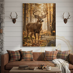 Maxcorners Deer Canvas No Thoughts Just Woods Autumn Canvas Wall Art