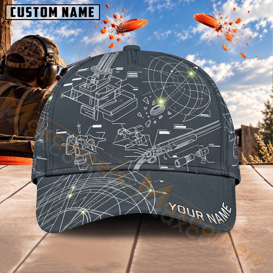 Maxcorners Trap & Skeet Shooting Blueprint Shooting Diagram Personalized Name 3D Cap