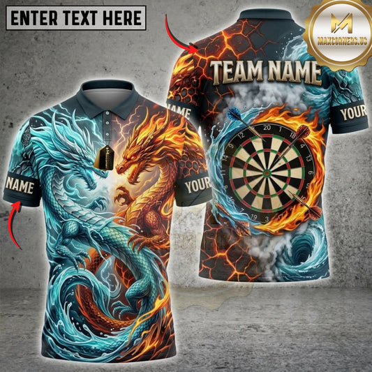 Maxcorners Darts Dark Inferno Skull Cracked Dartboard Multicolor Customized Name, Team Name 3D Shirts ( 4 Colors )
