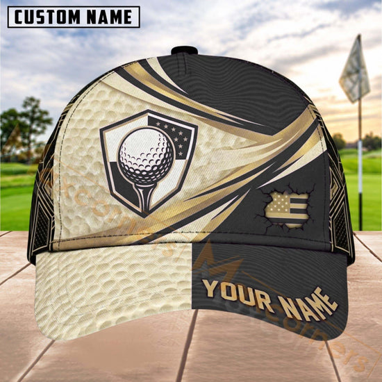 Maxcorners Golf Shield Ball Diagonal Split Personalized Name 3D Cap (6 Colors)