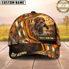 Maxcorners Dog Hunting And Duck Orange Camo Curved Stripe Marsh Scene Multiple Options Personalized Name 3D Cap