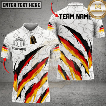 Maxcorners Bowling Germany Flag Eagle Claw Scratch Personalized Name 3D Unisex Shirt