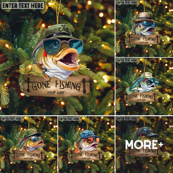 Maxcorners Gone Fishing Fishing Bass Fish Fisherman - Personalized Acrylic Ornament