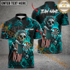 Maxcorners Darts Skull Reaper Thunder Lightning MultiColor Option Customized Name, Team Name 3D Polo Shirt