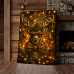 Maxcorners Deer Christmas Glow 3D Wrapped Canvas