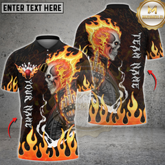 Maxcorners Bowling Flaming Skull Middle Finger Personalized Name 3D Unisex Shirt