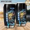 Maxcorners Fishing Tumbler Black Blue Vertical Splash Design Personalized Name Tumbler (13 Species)