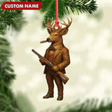Maxcorners Personalized Acrylic Deer Hunter Christmas Ornament â€“ Custom Name Rustic Hunting Lodge Decor LM0110
