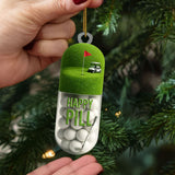 Maxcorners The Happy Pill Green Golf Club Acrylic Ornaments, Golf Christmas Gifts, Funny Golf Ball Golf Ornaments LM1611