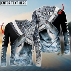 Maxcorners Salmon Fishing Skin Water Personalized Name, Team Name 3D Long Sleeve Shirt