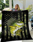 Maxcorners Largemouth Bass fishing American flag camo black funny bass fish art custom blanket