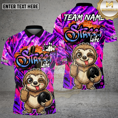 Maxcorners Street Life Sloth Bowling Neon Graffiti Multioptions Personalized Name, Team Name Unisex 3D Shirt (4 Colors)