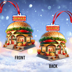Maxcorners Custom Name Burger Ornament, Burger Lover Christmas Gift 2D Flat LM2111