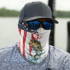 Maxcorners Bass Fishing American Flag Red Blue Seawave Neck Gaiter