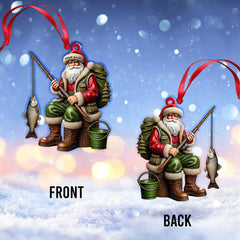Maxcorners Custom Name Fishing Santa Ornament, Christmas Fishing Gift 2D Flat LM2211