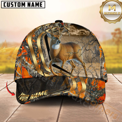 Maxcorners Elegant Deer With Gold Lines Camo Multicolor Option Personalized 3D Cap
