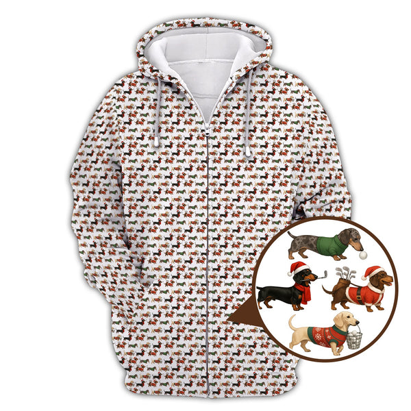 Maxcorners Dachshund Christmas Shirt For Golfer, Dog Pattern Golf Shirt, Funny Golf Shirt For Men