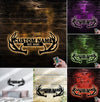 Maxcorners Personalized Deer Antler Metal Sign WITH LED/WITHOUT LED - Rustic Cabin Name Sign, Hunter Lodge Established Wall Art LM0110