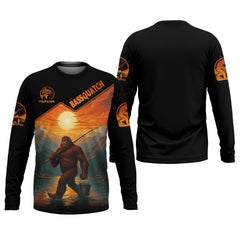 Maxcorners Bassquatch Bigfoot Fishing SPF Long Sleeve Shirts, Fishing Shirts For Men, Funny Fishing Shirt, Fisherman Gift