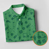 Maxcorners Dark Green Golf Items Seamless Pattern St. Patrick’s Day Shamrock Golf Shirt, Golf Shirts For Men