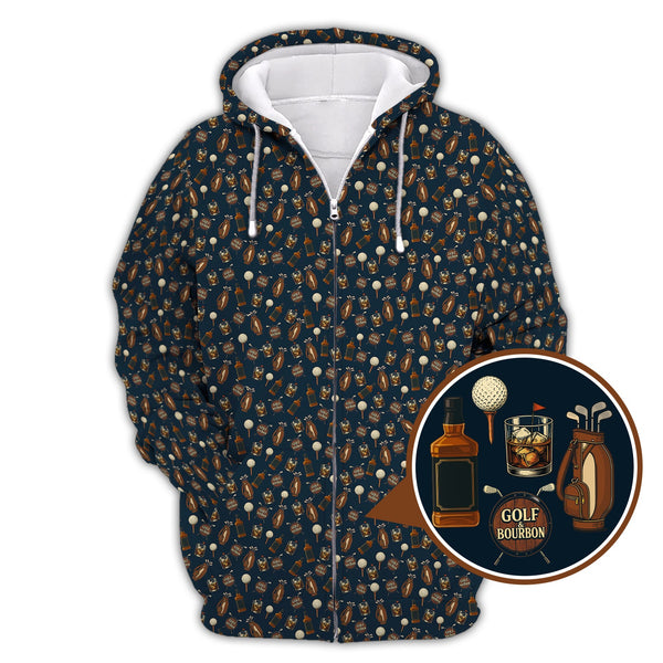 Maxcorners Golf Pattern Shirt For Golfer, Bourbon Golf Shirt, Crazy Golf For Men